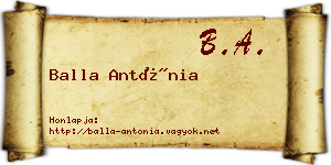 Balla Antónia névjegykártya